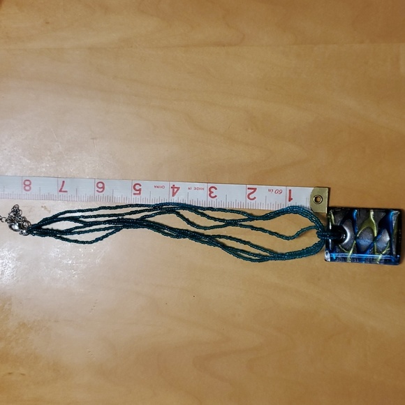 Women's Glass beaded necklace, Beautiful Unique design 💙💚💙 Decor Art Glass - Picture 2 of 4